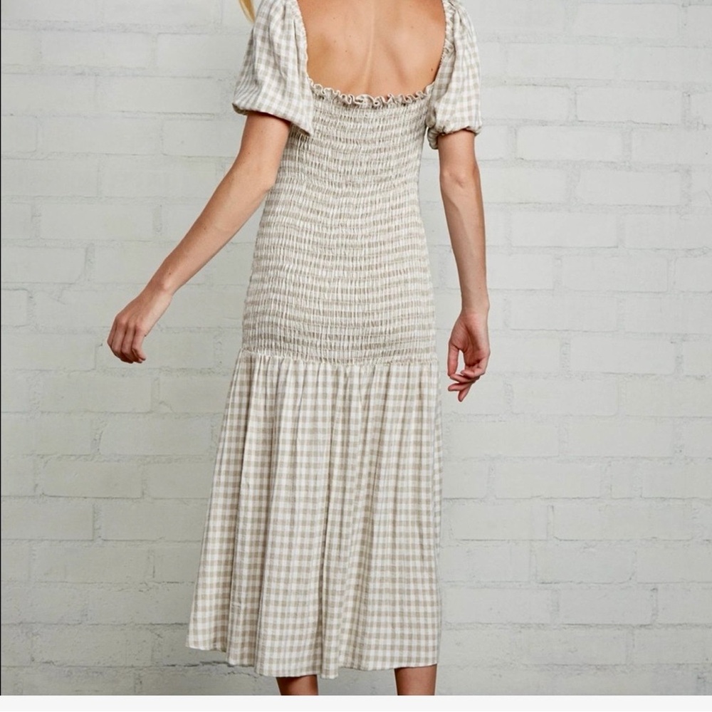 Rachel Pally white & Cream Gingham gauzy cottagecore Smocked Midi Dress small - Picture 2 of 13